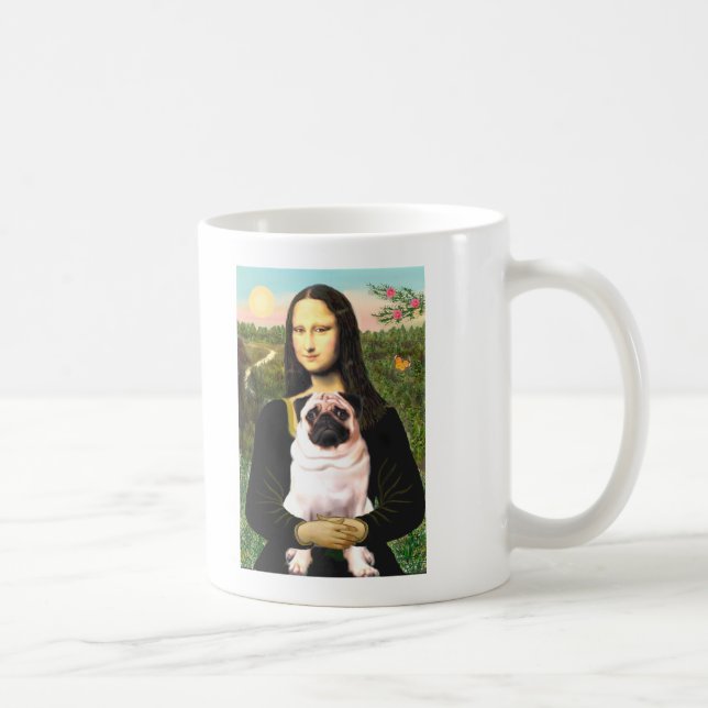 Taza De Café Pug 3 (bermejo) - Mona Lisa (Derecha)