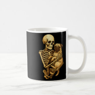 Taza De Café Pug abrazando esqueleto Pug amante de Halloween Pu
