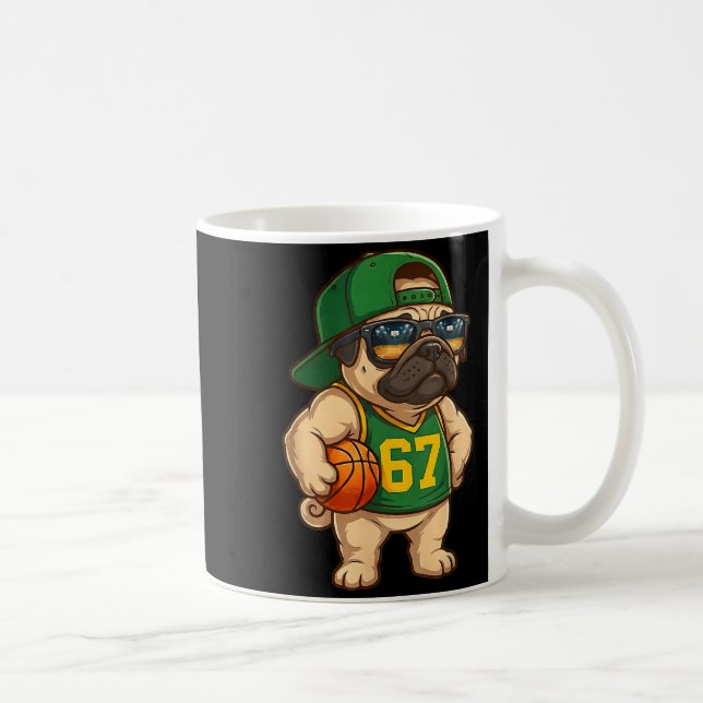 Taza De Café Pug Basketball Dog 67 Gen Alpha Slang Srts Men Boy (Derecha)