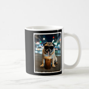 Taza De Café Pug bebiendo café helado animal perro meme 