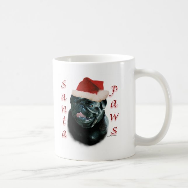 Taza De Café Pug (blk) Santa Paws (Derecha)