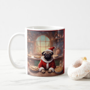 Taza De Café Pug caprichoso con traje de Santa hornea galletas
