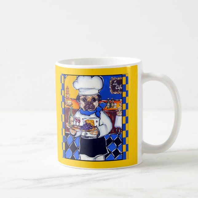 Taza De Café Pug Chef Adorable (Derecha)