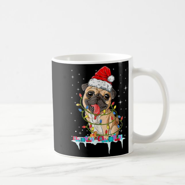 Taza De Café Pug Christmas Tree Lights Santa Dog Xmas  (Derecha)