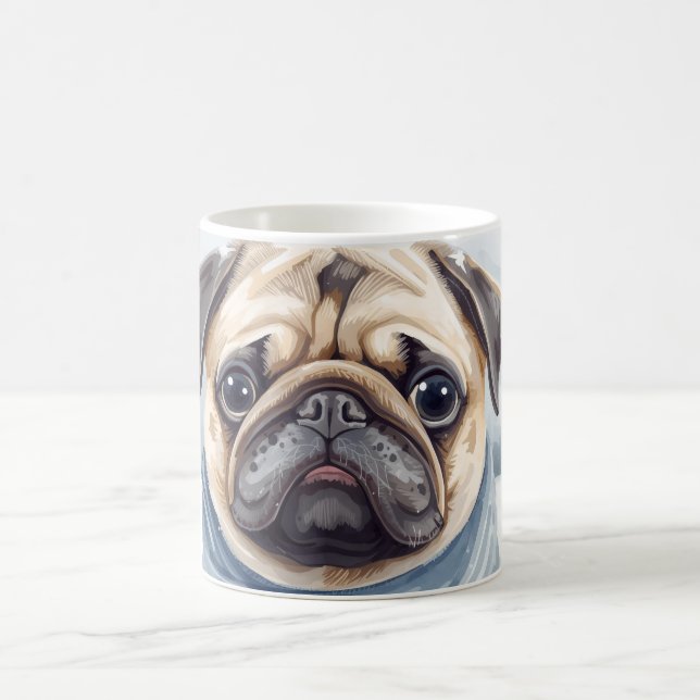 Taza De Café  “Pug & Cocoa” Cute Pug Mug (Centro)