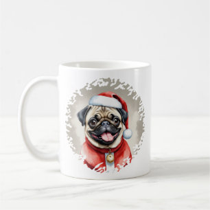 Taza De Café Pug Con El Equipo De Santa Claus - Navidades 1