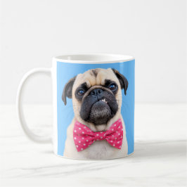 Taza De Café Pug con lazo rosa
