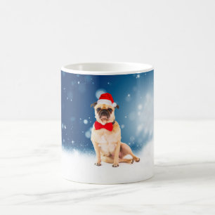 Taza De Café Pug con Navidades Santa Hat