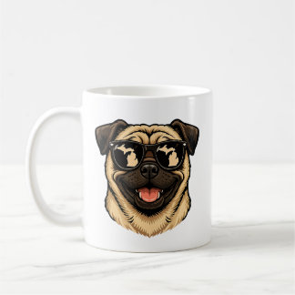 Taza De Café Pug de Michigan con gafas de sol