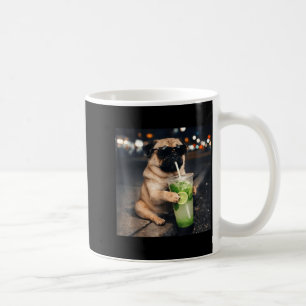 Taza De Café Pug divertido bebiendo mojito lima menta