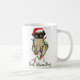 Taza De Café Pug Dog Bah Humpug Navidades graciosos