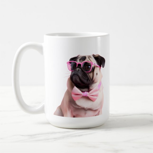 Taza De Café pug dog in a bow (Izquierda)