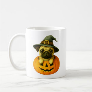 Taza De Café Pug en Calabaza