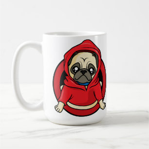Taza De Café Pug en sudadera roja