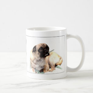 Taza De Café Pug enfermo con barniz termómetro