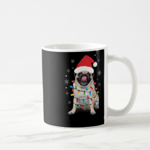 Taza De Café Pug Envuelto En Navidades Enciende Santa Hat Funny