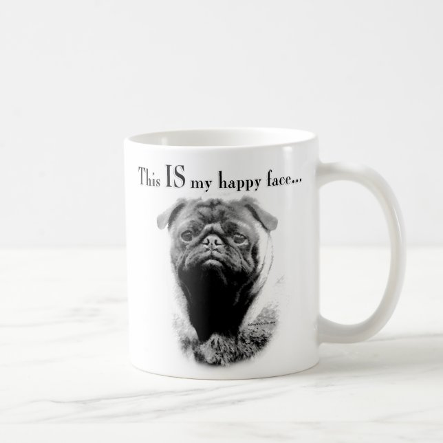 Taza De Café Pug Happy Face (Derecha)