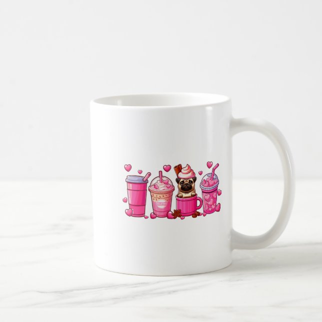 Taza De Café Pug Inside Cup Coffees Lover Valentines Day Heart  (Derecha)