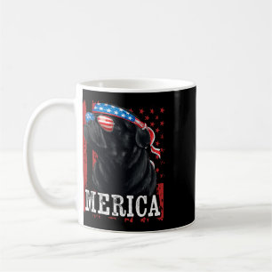 Taza De Café Pug Negro Divertido 4 De Julio Día Del Perro Mamá