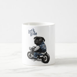 Taza De Café Pug negro en el ilustracion del personalizado de m