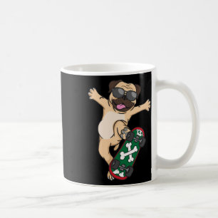 Taza De Café Pug Patineta Perro Amante Cachorro Divertido Patin