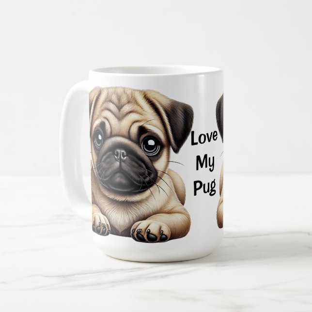 Taza De Café Pug Puppy (Anverso izquierdo)