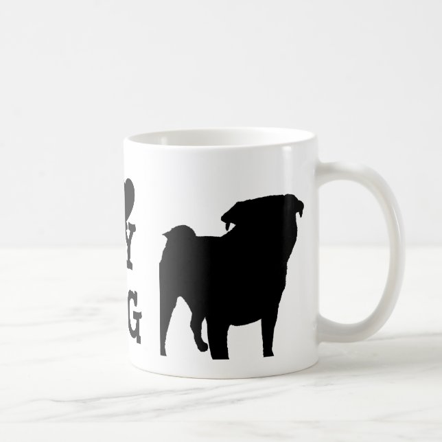 Taza De Café Pug Silhouette (Derecha)