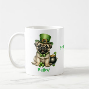 Taza De Café Pug St. Patrick's Day Mug personalizado