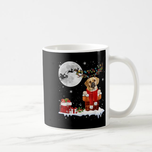 Taza De Café Puggle Dog Chimney Ugly Christmas Lights Xmas Paja (Derecha)