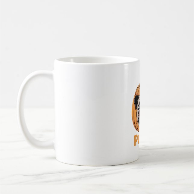 Taza De Café Pugkin Pug Halloween Feliz Halloween sobredimensio (Izquierda)
