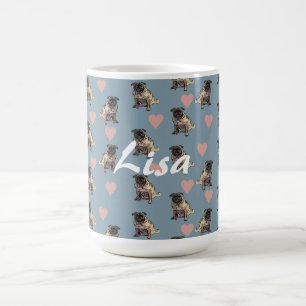 Taza De Café Pugs & corazones