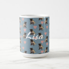 Taza De Café Pugs & hearts