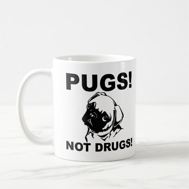 Taza De Café Pugs Not Drug Funny Mug o Travel Mug (Izquierda)