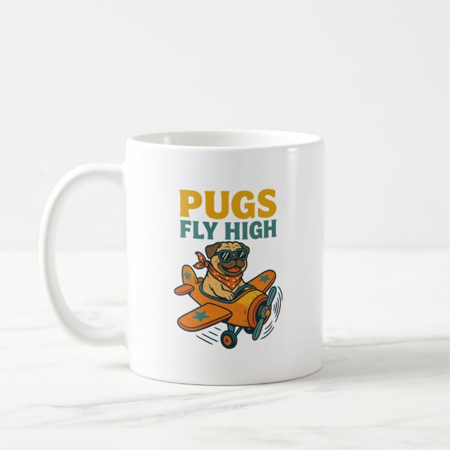 Taza De Café Pugs Vuelan Alto (Izquierda)