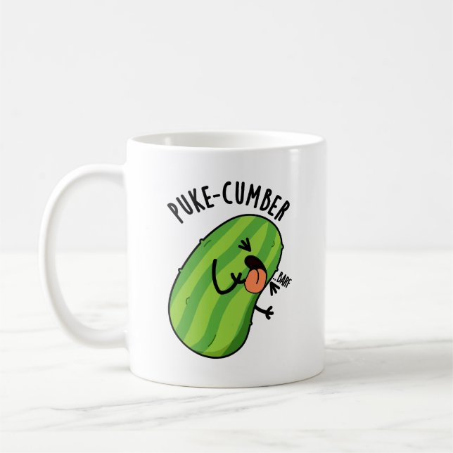 Taza De Café Puke-cumber Funny Cucumber Pun (Izquierda)