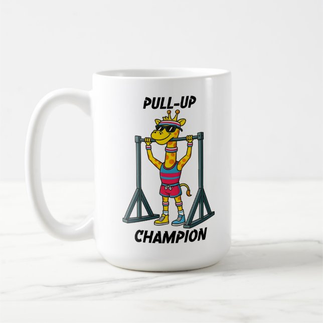 Taza De Café Pull-Up Champion – Funny Giraffe Workout Design (Izquierda)