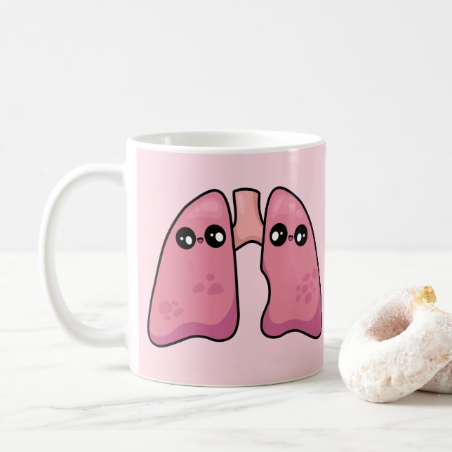 Taza De Café Pulmones Cutos - Biología Humana (Con donut)