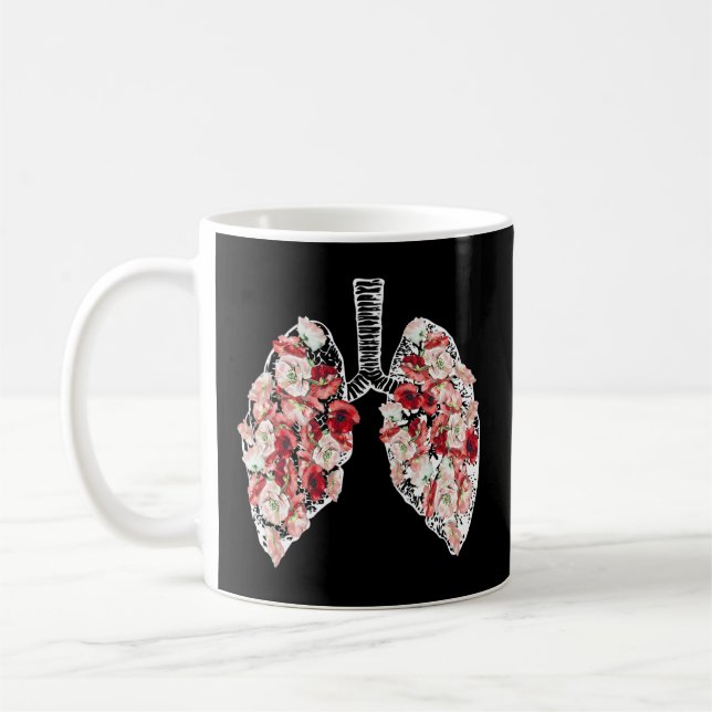 Taza De Café Pulmones Y Flores Anatómicos (Izquierda)