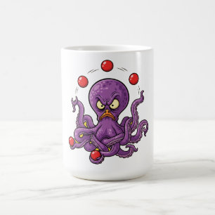 Taza De Café Pulpo enfadado haciendo malabares