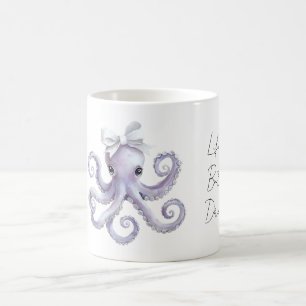 Taza De Café Pulpo Morado Lazo Blanco