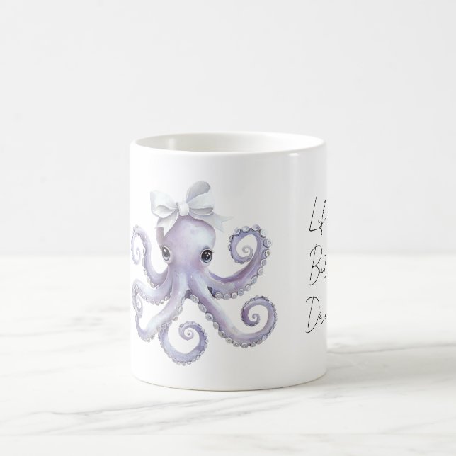 Taza De Café Pulpo Morado Lazo Blanco (Centro)