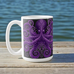 Taza De Café Pulpo Morado Victoriano Steampunk Kraken 
