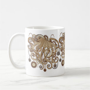 Taza De Café Pulpo Steampunk Retro Fantasía Mecánica