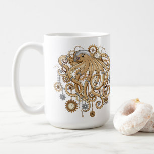 Taza De Café Pulpo Steampunk Retro Fantasía Mecánica