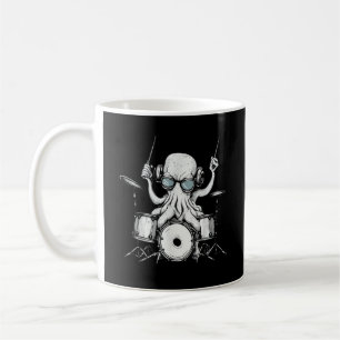 Taza De Café Pulpo tocando la batería Toca la batería Baterista