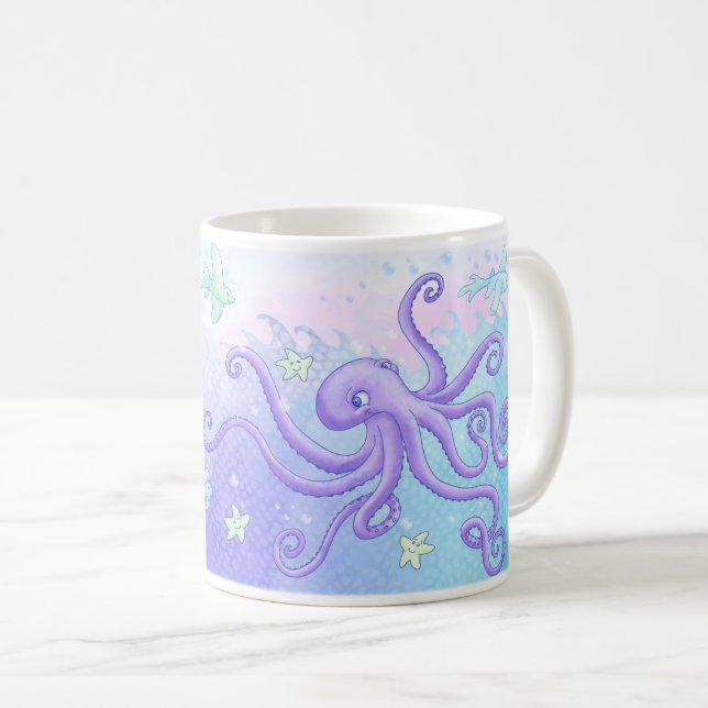 Taza De Café Pulpo y amigos (pelo oscuro) (Anverso derecho)