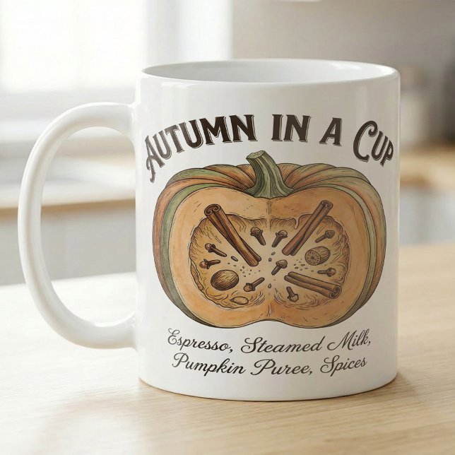 Taza De Café Pumpkin Latte Anatomy Autumn Ingredients (Subido por el creador)