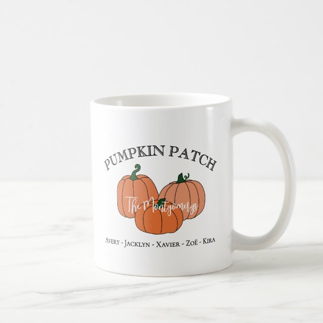 Taza De Café Pumpkin Patch Family or Company Employee Names (Derecha)