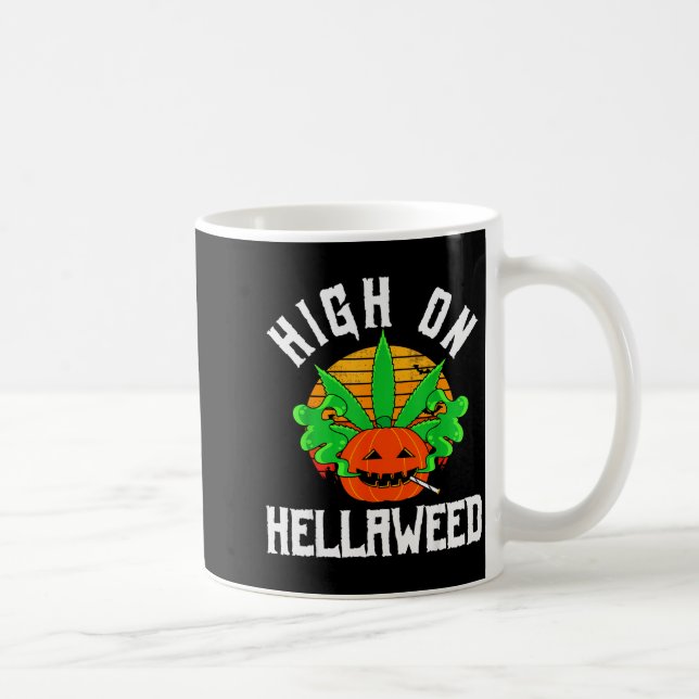Taza De Café Pumpkin Smoking Weed Costume Retro Funny Halloween (Derecha)