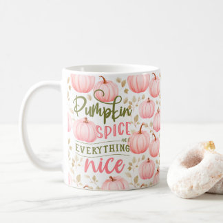 Taza De Café Pumpkin Spice Everything Nice Pink Pattern Fall